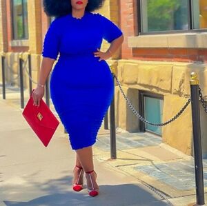 Vibrant Blue Midi Dress